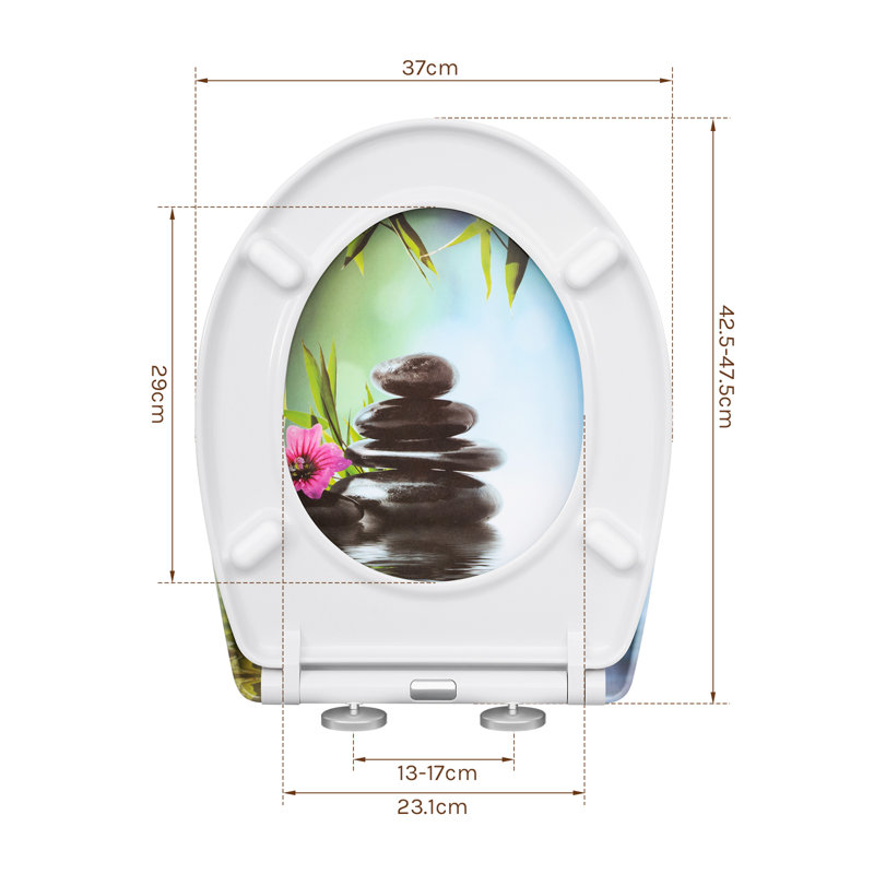 O-Shape Soft-Close Toilet Seat With Quick-Release Function And Decorative Motif, Top Or Bottom Mounting, 175Kg Load Capacity