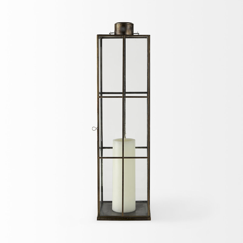 Glass Tabletop Lantern, 31.1" H x 8.3" W x 8.3" D