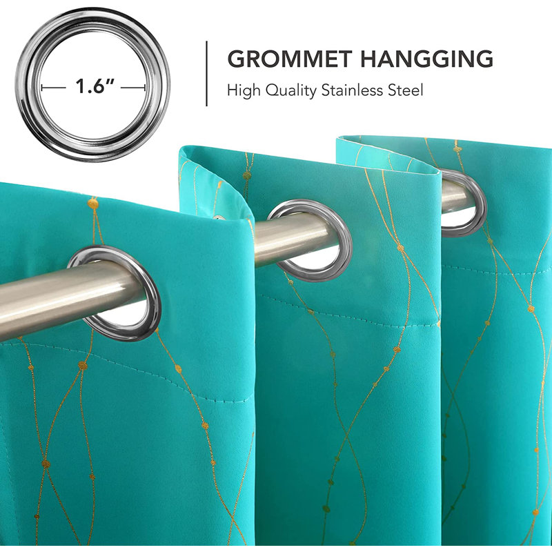 Kellea Room Darkening Curtain Pair, 52" W x 108" L, Turquoise