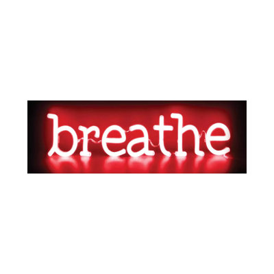 Neon Breathe Red On Black by Hailey Carr - Wrapped Canvas Panoramic Print