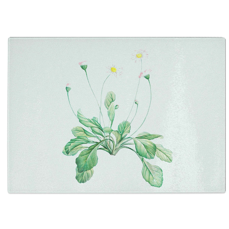 Tempered Glass Daisy Flowers Chopping Board, 39 cm W x 28.5 cm L