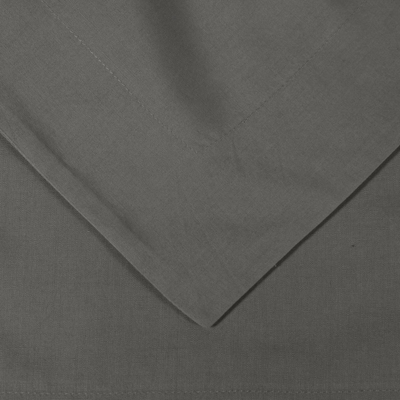 Gray Twin Cotton Percale Duvet Cover Set
