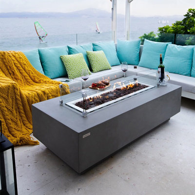 Granville Outdoor Concrete Fire Table 45,000 BTU - Includes Lava Rocks and PVC Cover