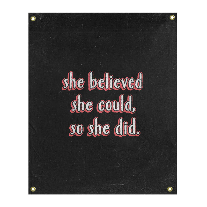Tapisserie de tableau noir citation pour femmes en polyester, H 59 pi x l 50 po, Rouge