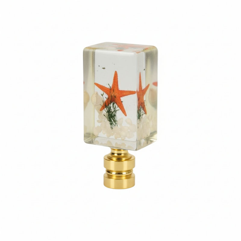 Royal Designs, Inc. F-5113PB-1 Étoile de mer en résine faite à la main, orange, base en laiton poli, Laiton poli orange