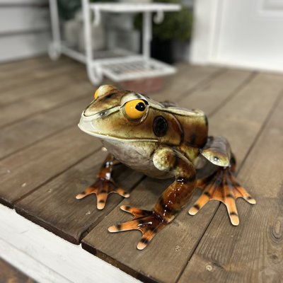 Statue de grenouille américaine en métal brun
