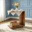 Table de bout en bois en forme de C avec 2 tablettes de rangement ouvertes, table de chevet épaisse en MDF et table de chevet imperméable anti-rayures pour le salon Chambre à coucher