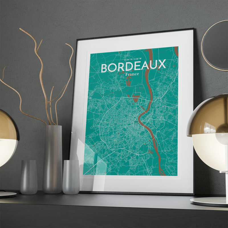 Bordeaux City Map in Nature 1 Piece Wall Art, 27.6cm H x 19.7cm W x 0.05cm D