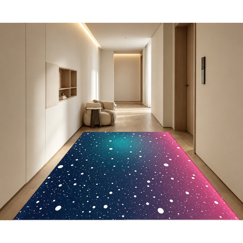 Tapis rose et bleu dégradé Galaxy, Rectangle 6 pi 7 po x 4 pi 7 po (200 x 140 cm)