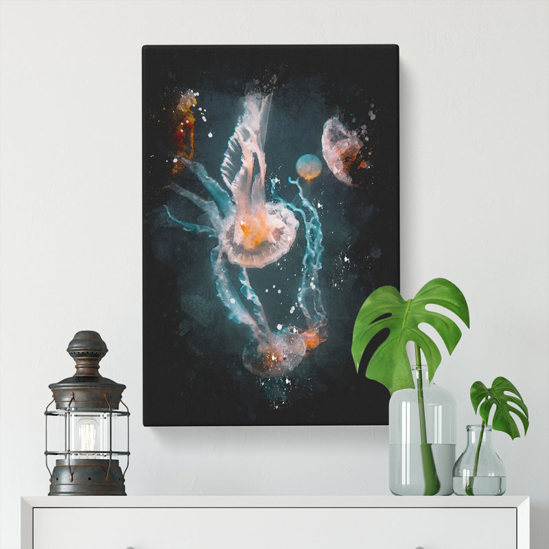 Peach Jellyfish - Wrapped Canvas, 91cm H x 60cm W x 3cm D