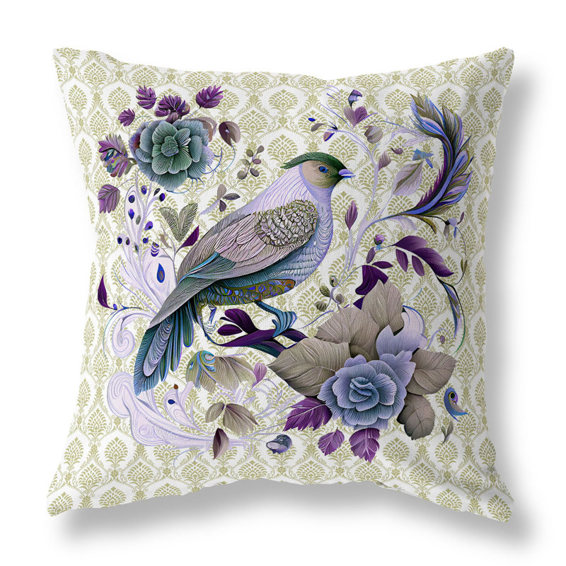 Coussin Songbird, Mauve/crème, H 16 po x l 16 po