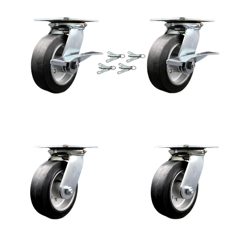4 Piece Rubber on Aluminum Caster Set