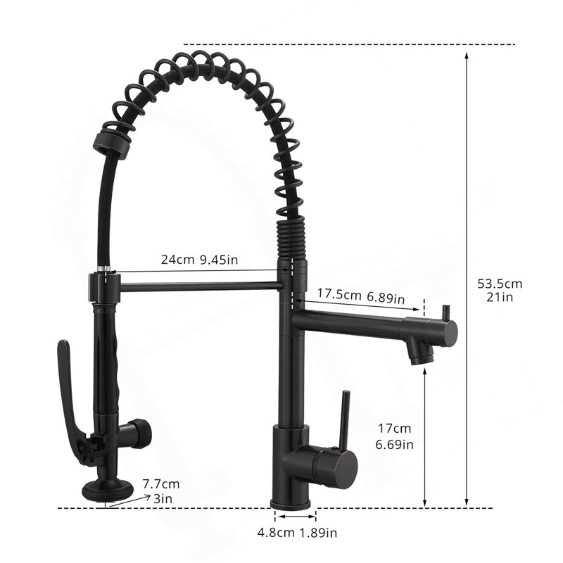 Commercial Kitchen Faucet With Pull Down Sprayer, Single Handle Single Lever Kitchen Sink Faucet, Oil-Rubbed Bronze