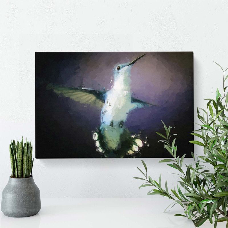 Hummingbird Bird In Flight In Abstract - Wrapped Canvas, 60cm H x 91cm W x 3cm D