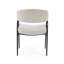 Set of 2 Fabric Side Chairs with Black Metal Legs, Beige Finish, Modern Dining Room Seating