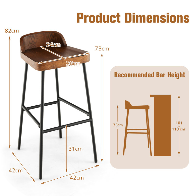 Wood 73cm Bar Stool, 2