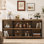 63" W Horizontal Organizer Bookshelf Standard Bookcase Industrial Long Wood Metal Book Shelf for Living Room and Home Office