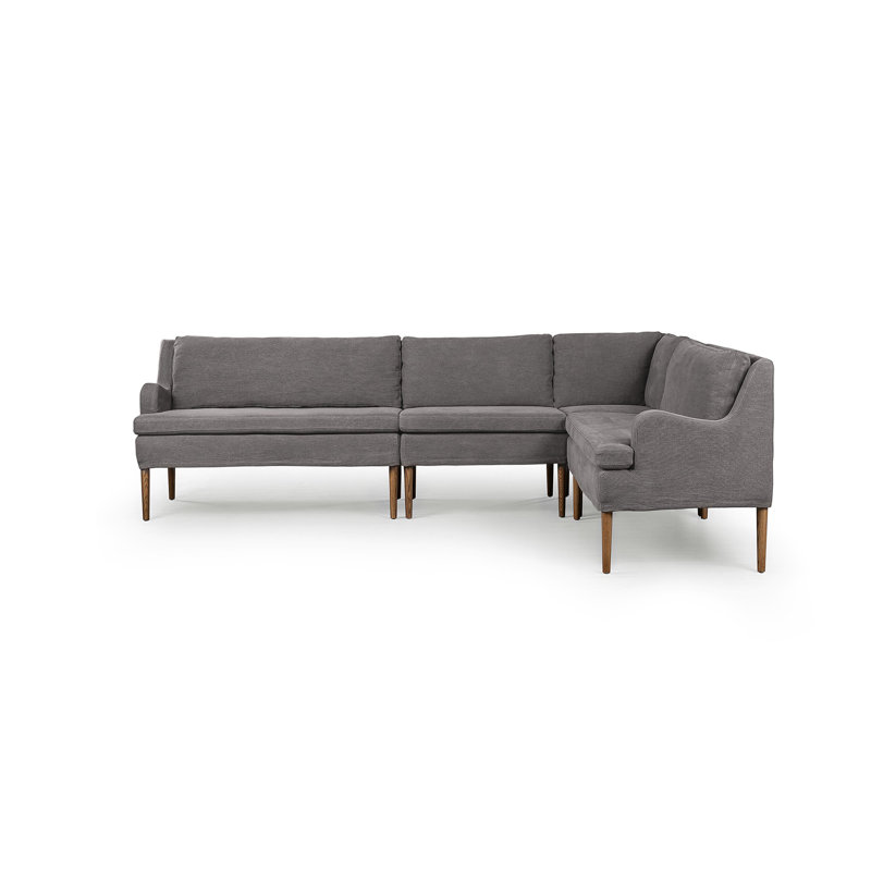 Aurelia Modular 3-Piece Slipcover Sectional, Broadway Coffee Linen, Right Hand Facing, 34.5" H x 99" W x 76" D