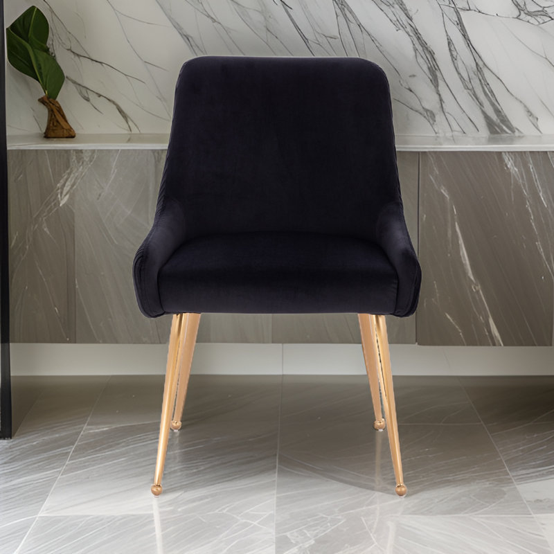 Chaise de salle à manger en velours, Noir