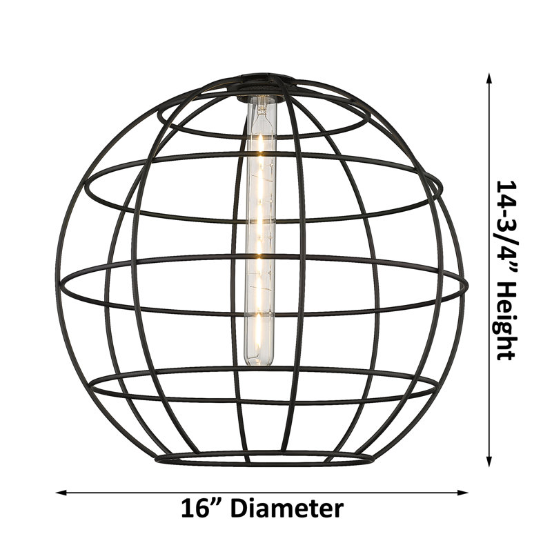 Ariyauna Semi Flush Mount, Brushed Brass/Matte Black, 19.25" H x 16" W x 16" D
