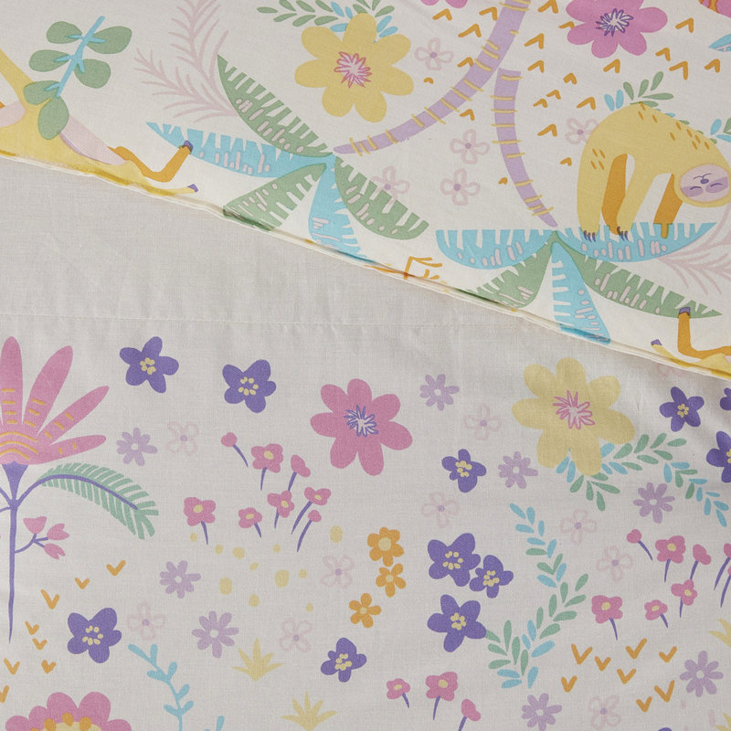 Housse de couette simple en coton avec motifs floraux et jungle, Twin Duvet Cover + 2 Additional Pieces