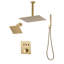 Ensemble de robinet de douche, système de douche de pluie thermostatique de plafond de 12 pouces avec tête de fixation murale de 6 pouces et douchette portative 2 en 1, ensemble de garniture de valve à double tête de pluie en laiton à 3 fonctions, or brossé-136257729