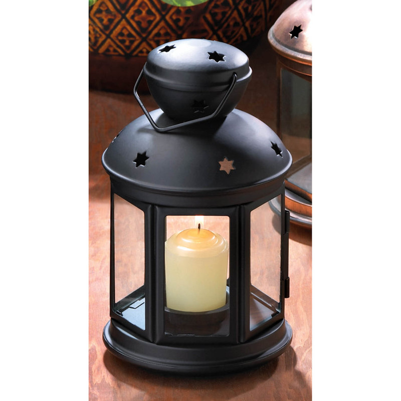 Lanterne noire à bougie coloniale | Décoration de ferme rustique