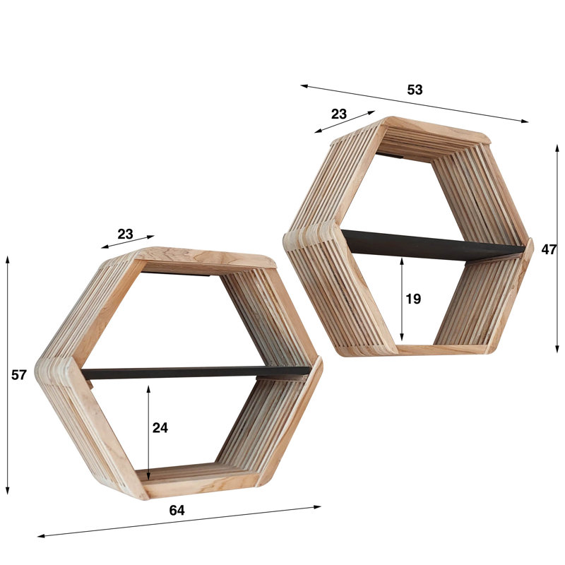 Octavian 2 Piece Hexagon Floating Shelf