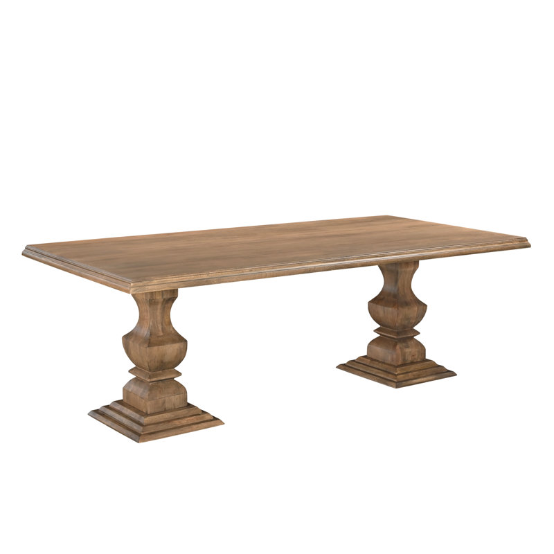 Josiane Solid Wood Top Double Pedestal Dining Set, 96" L x 42" W, 11 Pieces: Table, 10 Chairs