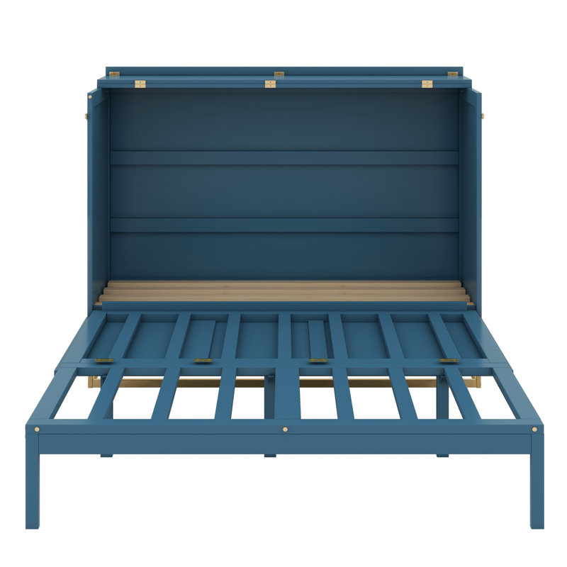 Murphy Bed With Iron Legs, Modern Design, Blue