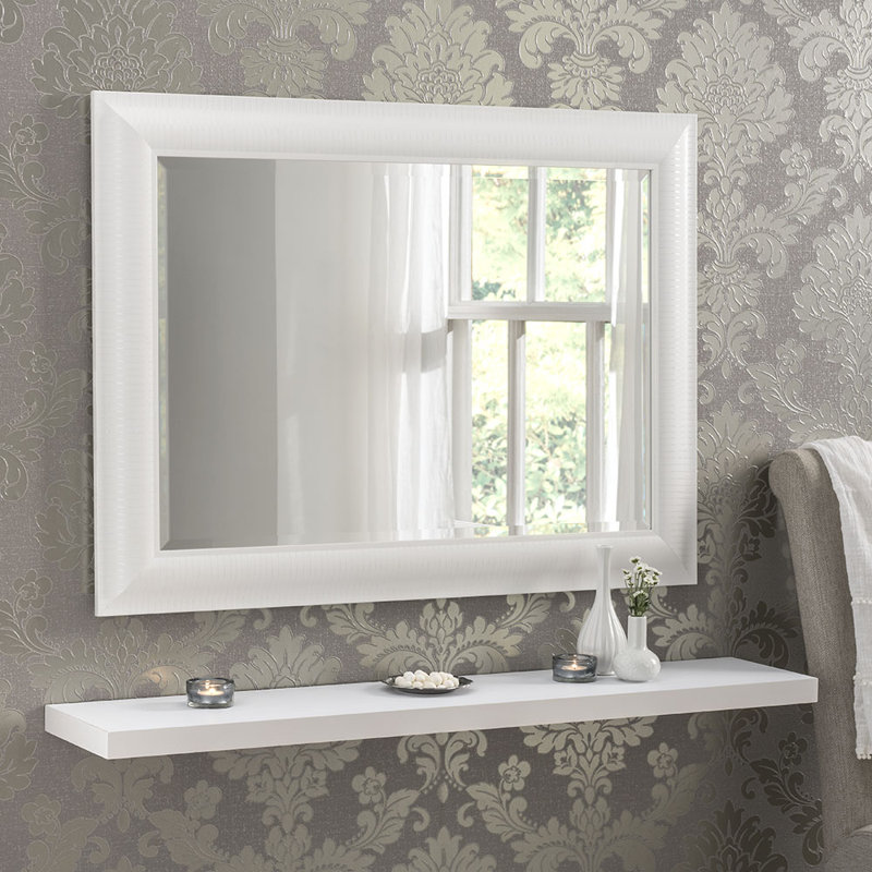 Abbeyville Framed Wall Mounted Accent Mirror, 118cm H x 92.5cm W, White