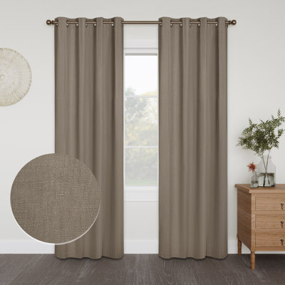 Linen Slub Blackout Grommet Curtain Pair(2 Panels)