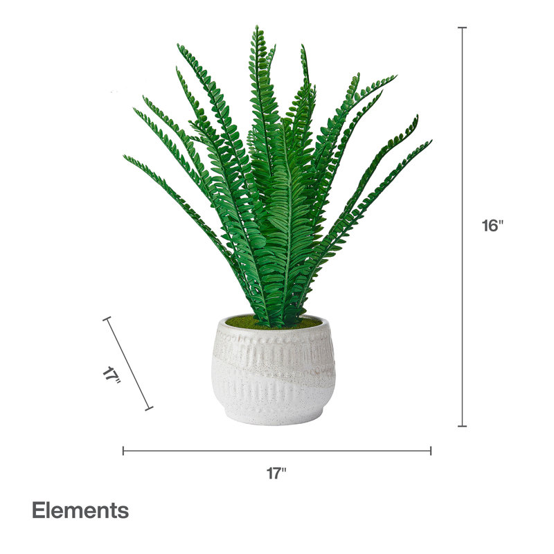 Fougère artificielle Elements en pot, 16 po