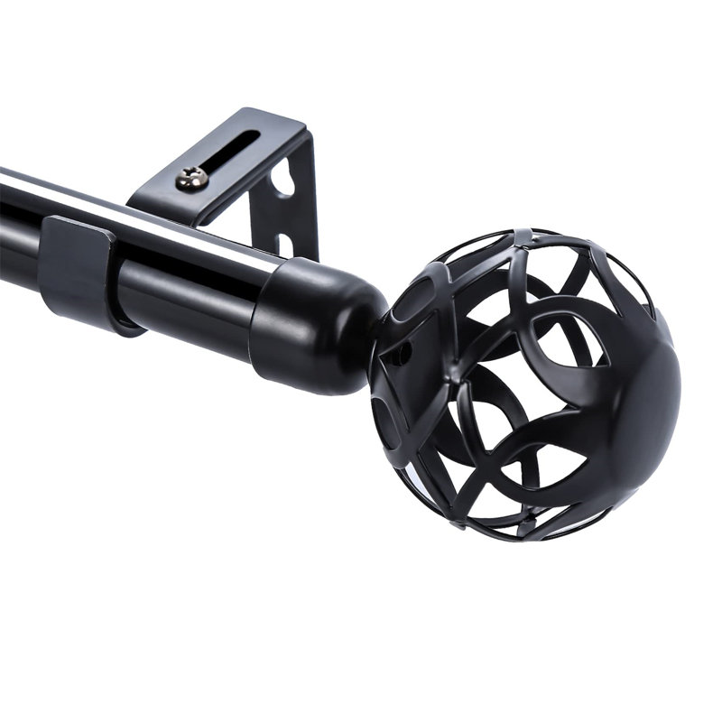 Jerold Satin Black Stainless Steel Adjustable 78cm to Single Curtain Pole, Satin Black, 192cm W x 3cm D