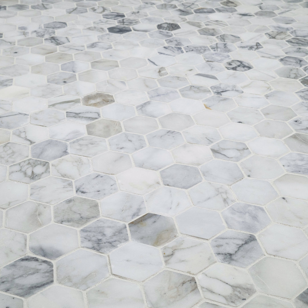 Venatino Elysia Hexagon 12 in. x 12 in. Honed Marble Mosaic Floor and Wall Tile Ackland