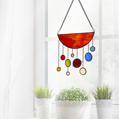 Panneau solaire en vitrail de style Tiffany 12 po H
