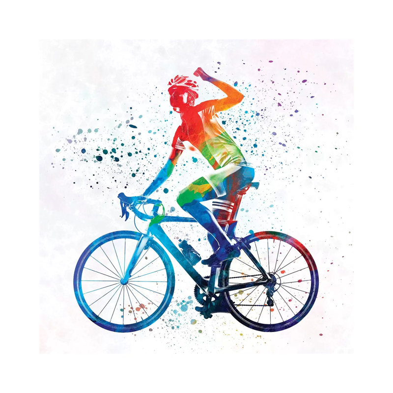 Woman Triathlon Cycling by Paul Rommer - Wrapped Canvas Painting, 30.48cm H x 30.48cm W x 1.91cm D