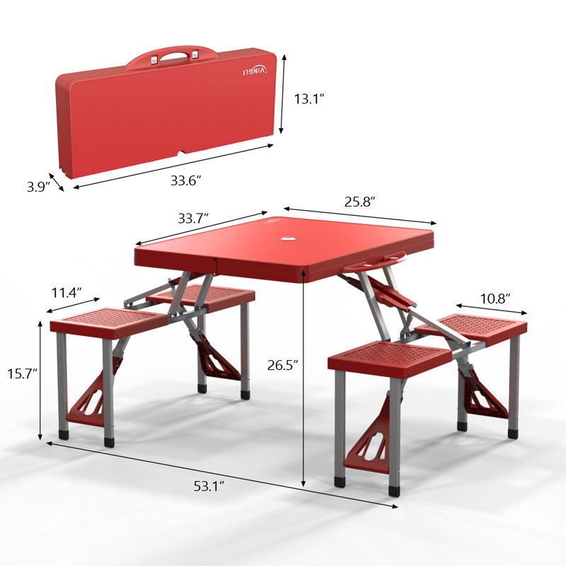 Ensemble de chaises de camping portatives en plastique, Rouge