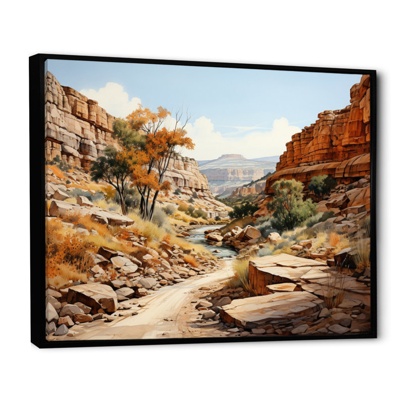 «Anyon Endless Journey», reproduction sur toile, Cadre flottant noir, H 34 po x l 44 po x P 1,5 po