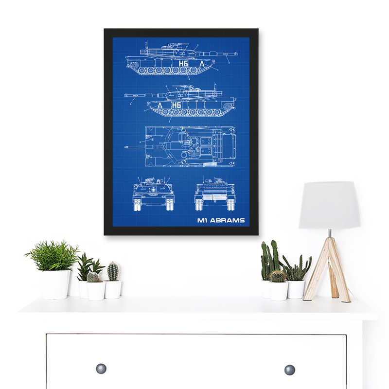 M1 Abrams American Main Battle Tank Blueprint Plan by Value Does Not Apply - Single Picture Frame Print