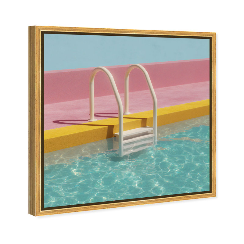 Poolside Symmetry I Print by Oliver Gal, 13"H x 13"W, Gold Floater Frame
