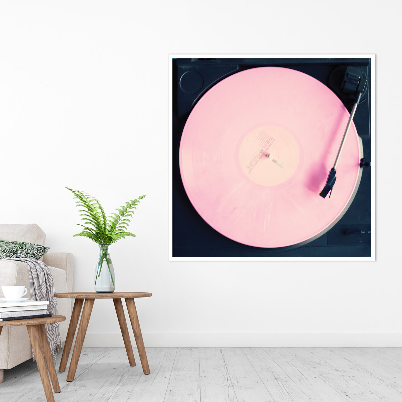 Pink Record by Caroline Mint, White, 41.25" H x 41.25" W x 0.88" D