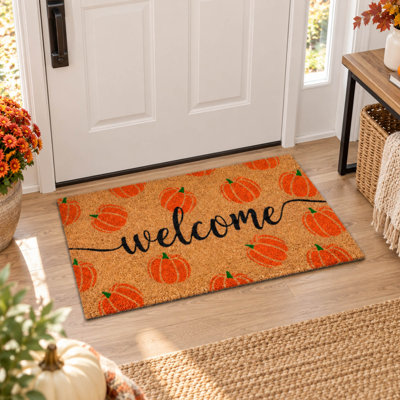30" x 17" Fall Pumpkin Coir Welcome Door Mat