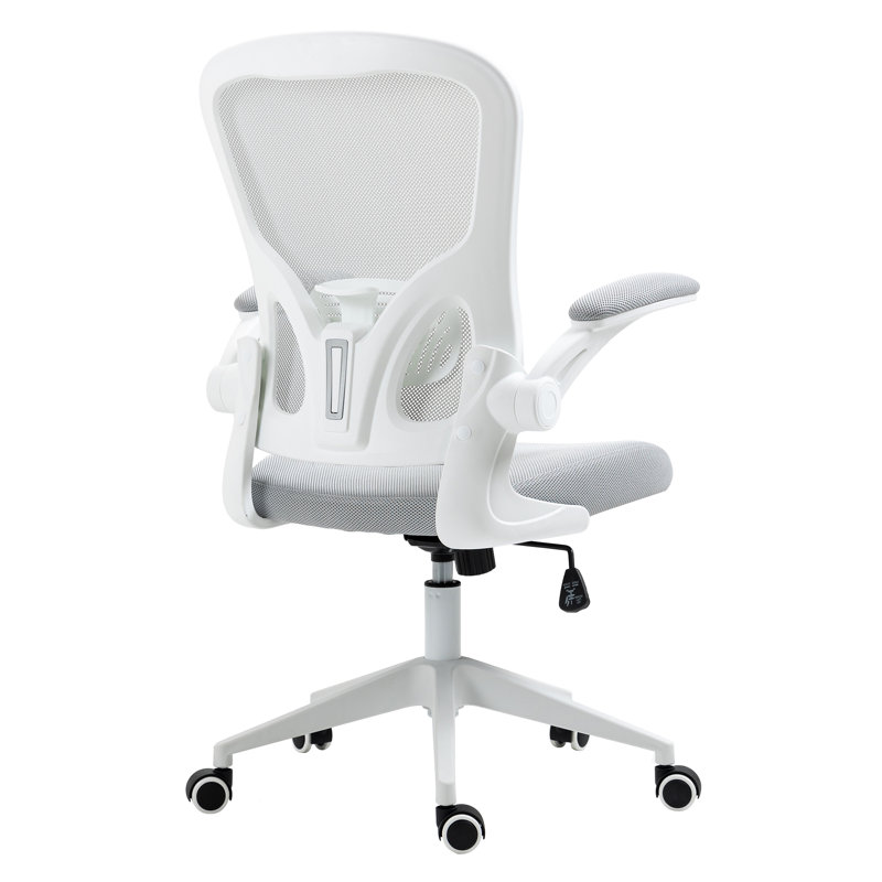 Chaise de bureau ergonomique moderne à dossier moyen en maille avec support lombaire réglable et accoudoirs rabattables