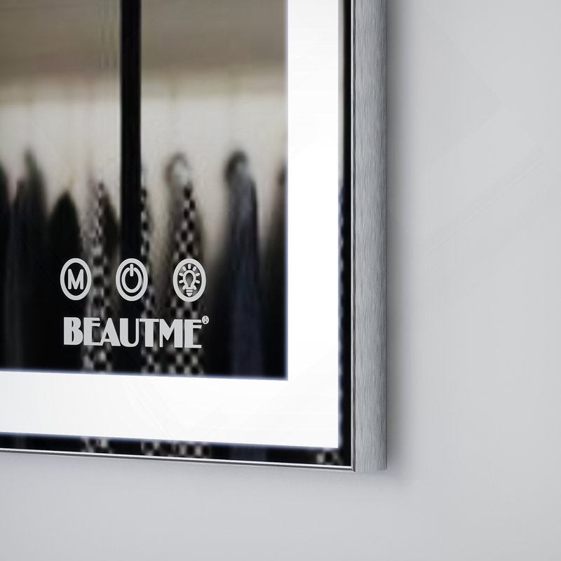Miroir de salle de bain 48 po x 24 po à DEL avec interrupteur tactile antibrouillard à mémoire de forme réglable