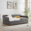 Lit de jour simple avec cadre en métal avec couchette, gris, L 78,4 po x l 41 po x H 29,8 po (aucun sommier requis, support solide)