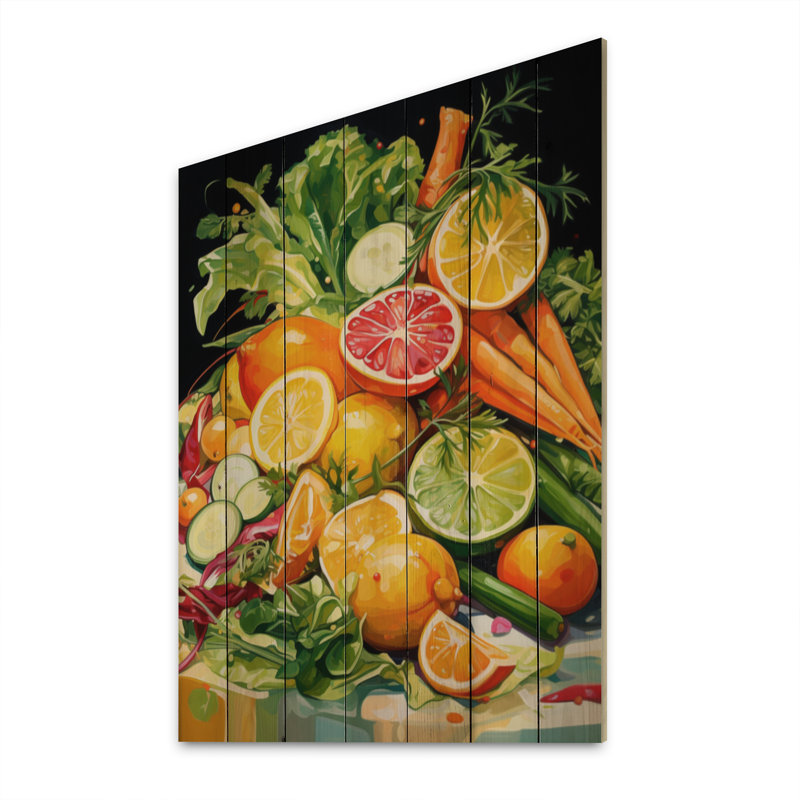 Végétarien, cuisine II sur impression sur bois, H 32 po x l 24 po x P 0,78 po