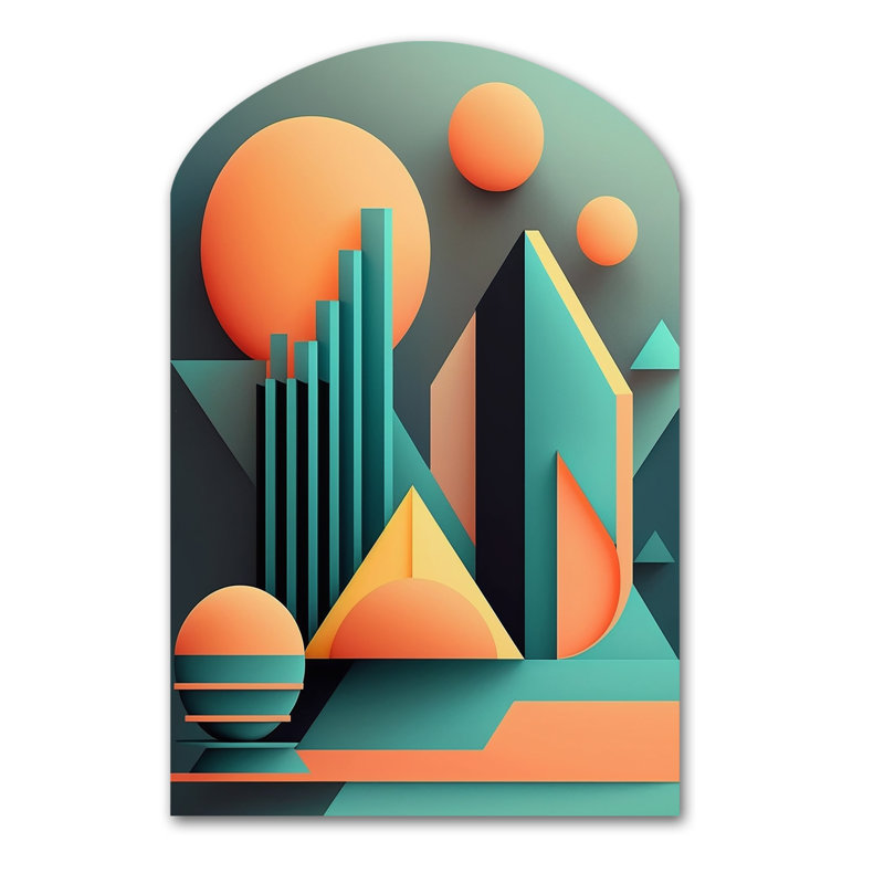 Cimaglia - art mural moderne en forme d'arche géométrique asymétrique, H 34 po x l 25 po