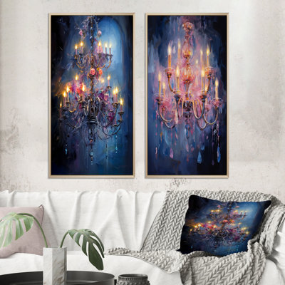 «Chandelier Whirling Dusk», 2 pièces sur toile