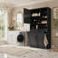 Armoire à linge autoportante avec panier inclinable, tablettes réglables et solutions de rangement multiples pour une vie organisée-133867998-133868000